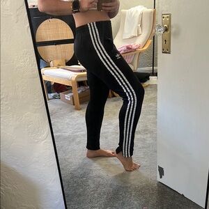 Adidas Black Joggers with White Accents women’s S